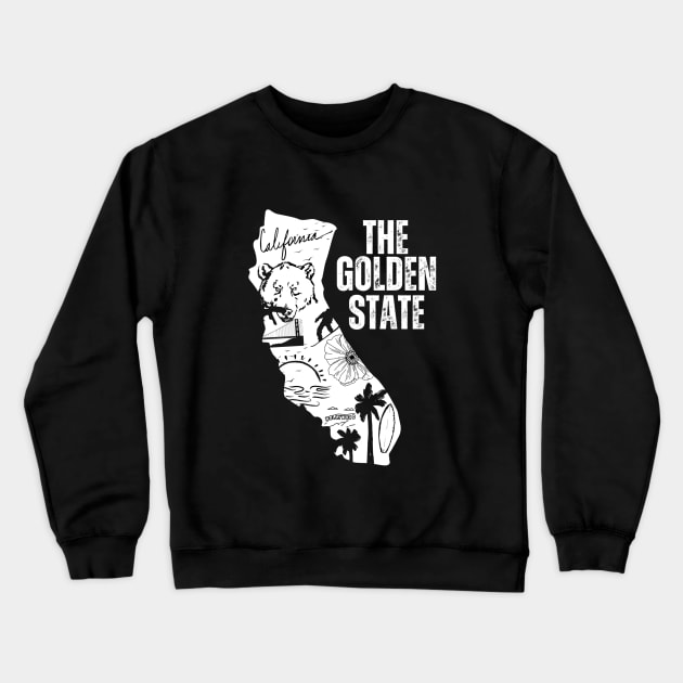California The Golden State Grizzly Bear San Francisco Hollywood Crewneck Sweatshirt by jackofdreams22